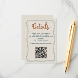 Western Rustic Wedding Details Website QR Code Tilläggskort