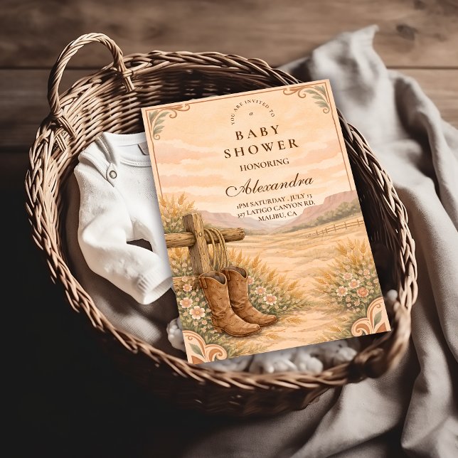 Western Saddle Desert Baby Shower Inbjudningar (Skapare uppladdad)