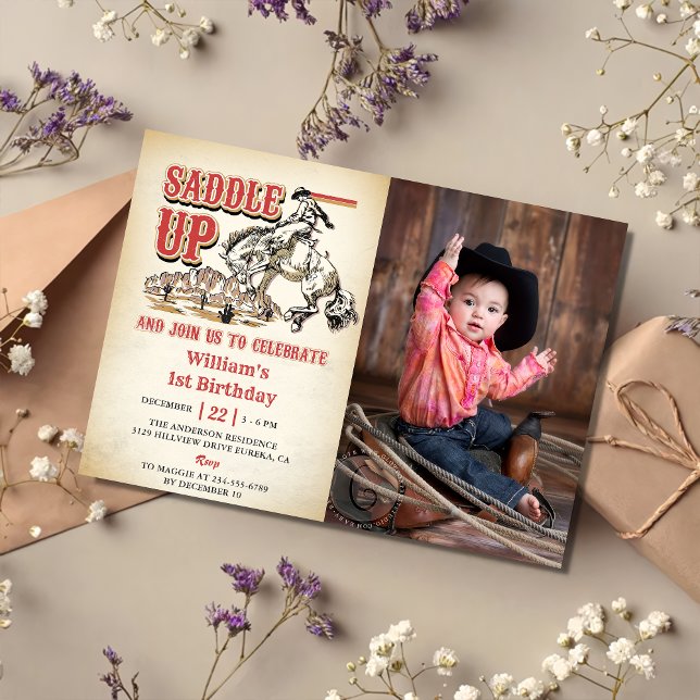 Western sadel upp och Gå med oss för Födelsedagsfe Inbjudningar (Skapare uppladdad)