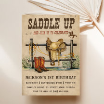 Western sadel upp och ner över för födelsedagen