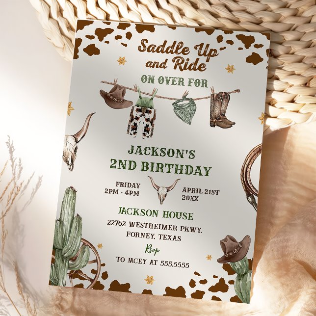 Western sadel upp och ner över för födelsedagen inbjudningar (Skapare uppladdad)