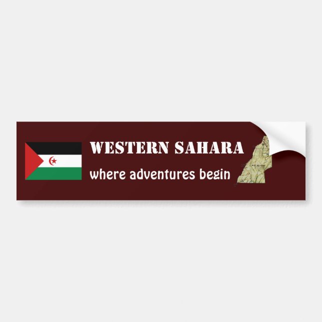 Western Sahara flagga + Kartabildekal Bildekal (Framsidan)