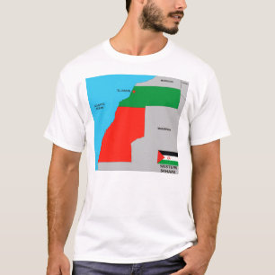 western sahara land politisk svart karta flagga tee shirt