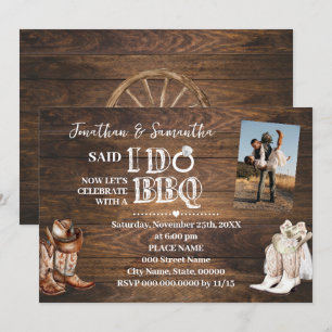Western Said I gör BBQ Elopement after Bröllop Inbjudningar