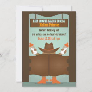 Western Saloon Baby Shower - afrikansk amerikan Inbjudningar