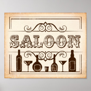 Western SALOON-signatur för Party-utskrift Poster