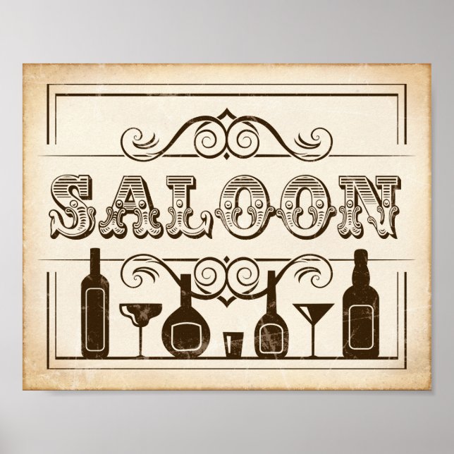 Western SALOON-signatur för Party-utskrift Poster (Framsidan)