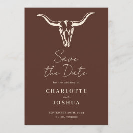 Western Save the Date | Rustic Boho Cow Skull Spara Datumet