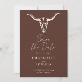 Western Save the Date | Rustic Boho Cow Skull Spara Datumet