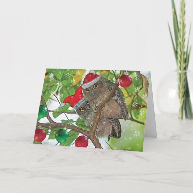 Western Screech Uggla jul Helgkort (Framsida)