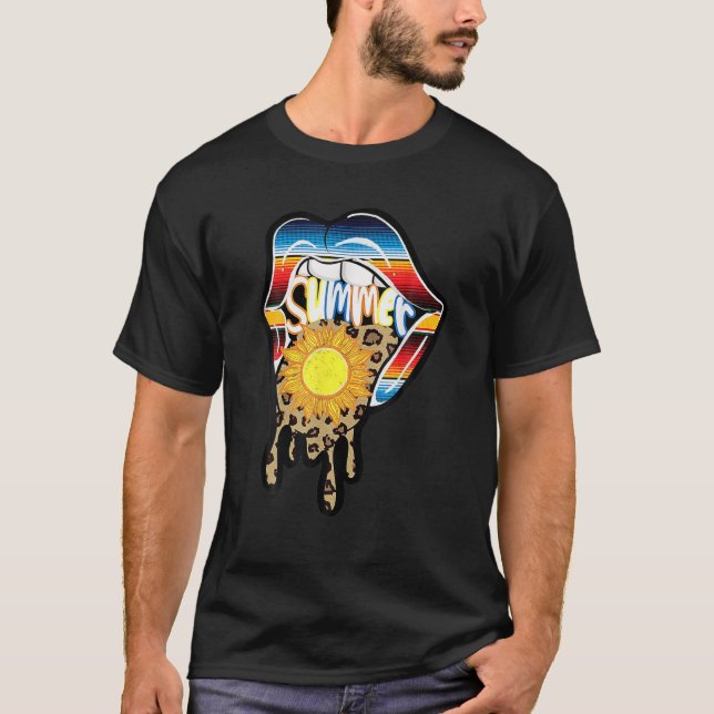 Western Serape Classic Leopard Tunga Läppar, somma T Shirt (Framsida)