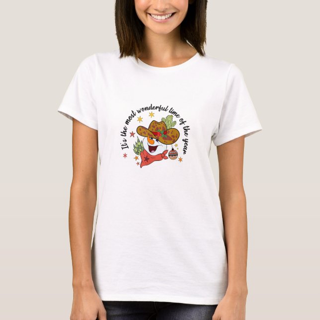 Western sin mest underbara tid Cowboy Snögubbe T Shirt (Framsida)