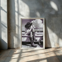 Western sjö - Cowgirl Poster Skriv ut