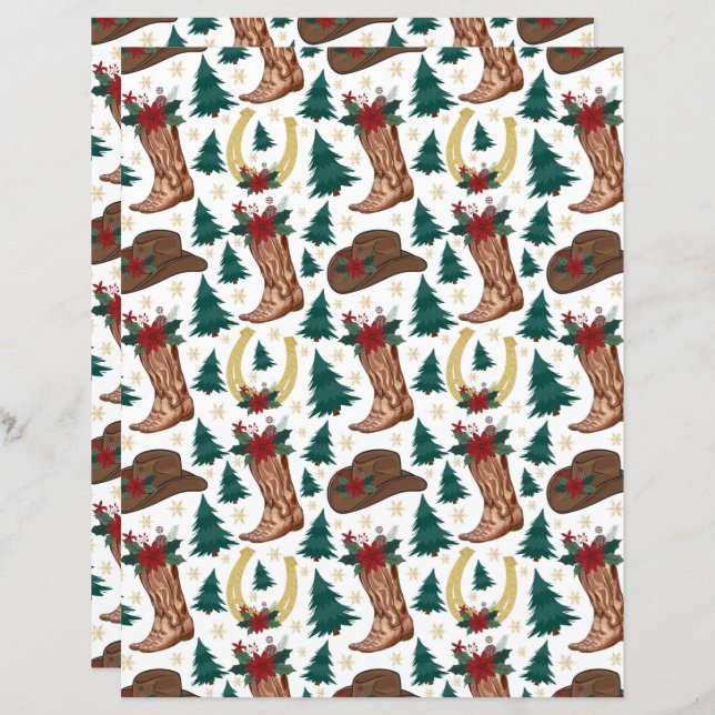 Western skrapbok Papper i Vit (Fram/baksida)