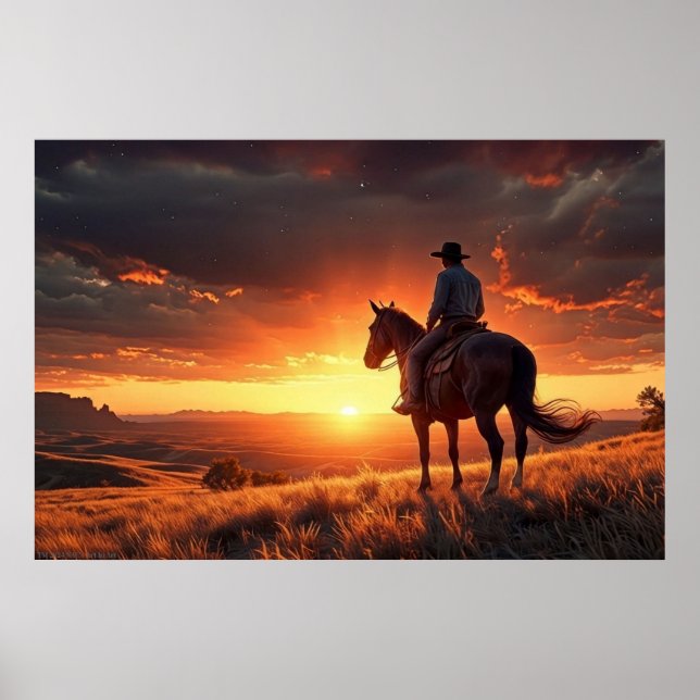 Western solnedgång (24 x 36) poster (Framsidan)