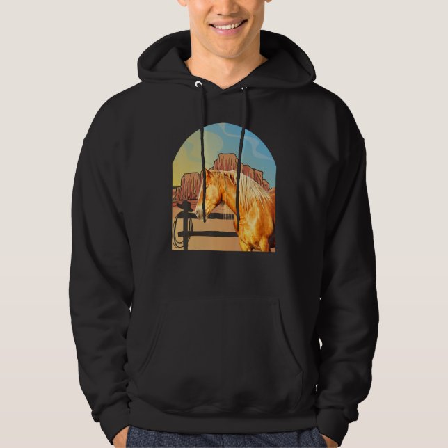Western Sorrel Stock Horse in Western Landscape Hoodie (Framsida)