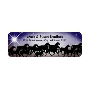 WESTERN STARRY NIGHT/HORSES - GÅ ETIKETTER RETURADRESS ETIKETT