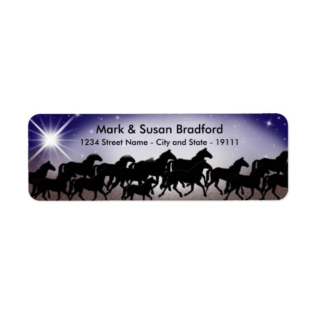 WESTERN STARRY NIGHT/HORSES - RETURMÄRKNING RETURADRESS ETIKETT (Framsidan)