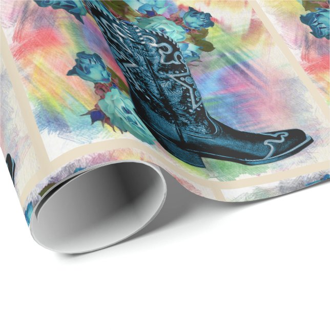 Western start med Ro på Färg i Vatten Presentpapper (Rullad Hörn)