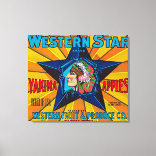 Western stjärnaApple etikett - Yakima, WA Canvastryck