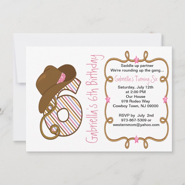 Western stor sex flickafödelsedaginbjudan inbjudningar (Framsida)