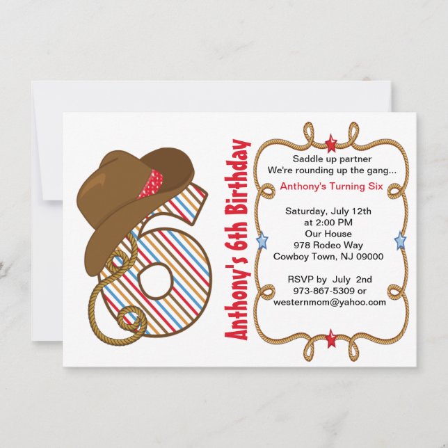 Western stor sex pojkefödelsedaginbjudan inbjudningar (Framsida)