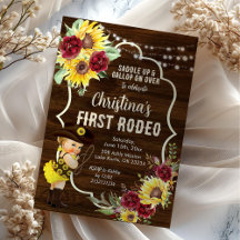 Western Sunflower Rosor Cowgirl Första Födelsedag