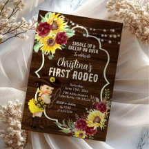 Western Sunflower Rosor Cowgirl Första Födelsedag