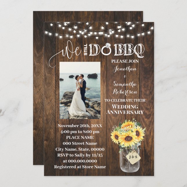 Western Sunflowers We still do Wedding Anniversary Inbjudningar (Fram/baksida)