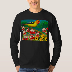 Western Tanager i Garden Flowers Sweatshirt Tee Shirt