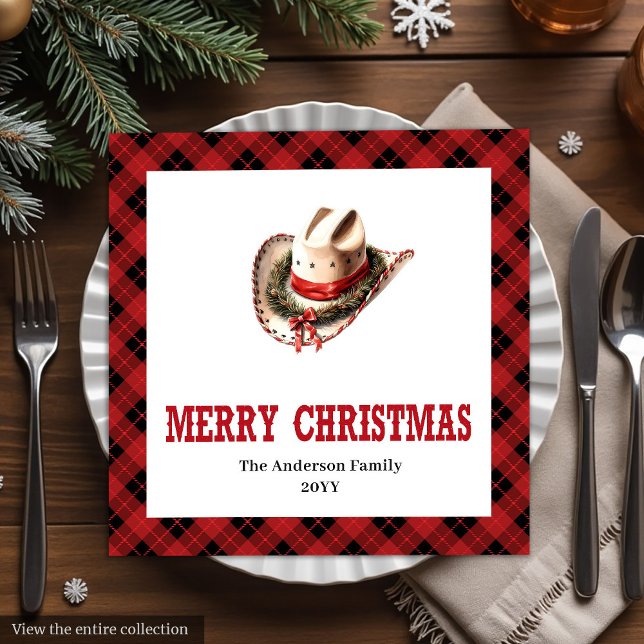 Western tartan napkins red black Christmas decor Pappersservett (Western tartan napkins red black Christmas decor

)