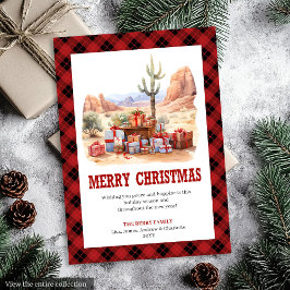 Western Tartan Plaid Rustic Christmas Card Julkort