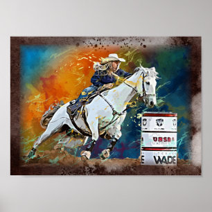Western Tävla Cowgirl Decoupage Skriv ut Poster