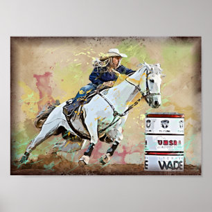 Western Tävla Cowgirl Decoupage Skriv ut Poster