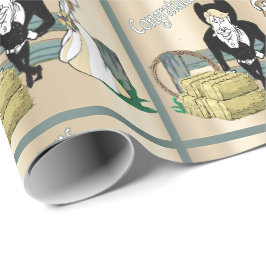 Western Tecknad Bröllop par Ranch Scene Presentpapper