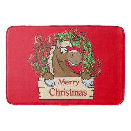 Western Tecknad vid jul, häst och andedräkt Badrumsmatta