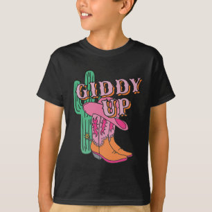 Western Texas Giddy Up Cowgirl CowboyBoots Cactus T Shirt