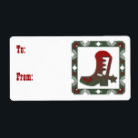 Western ThBäste Cowboy Boot-jul Fraktsedel<br><div class="desc">Ett westernt temat märkre-klistermärke stil för att tillföra lite krydda till paket i julhelg.</div>