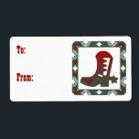 Western ThBäste Cowboy Boot-jul Fraktsedel<br><div class="desc">Ett westernt temat märkre-klistermärke stil för att tillföra lite krydda till paket i julhelg.</div>