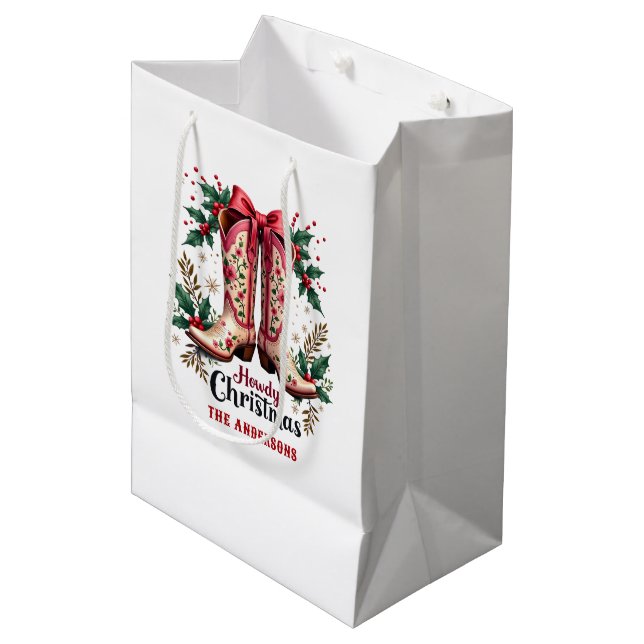 Western Theme Howdy Christmas Cowgirl Boots (Framsidan Vinklad)