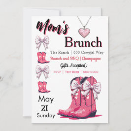 Western ThéRosa Bows and Boots Mamma Day Inbjudningar