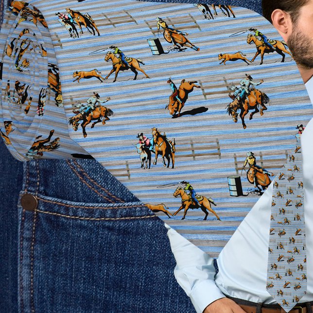 Western Tie med Rodeo Events Cowboys Cowboys Slips (Western rodeo events with cowboys and cowgirls roping, bull riding, broncs , barrel racing etc )