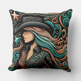 Western toolad läderutskrift kudde