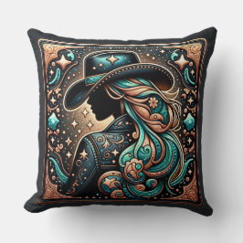 Western toolad läderutskrift kudde