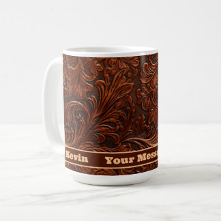 Western Tooled Leather Mönster Personlig Kaffemugg