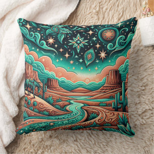 Western Tooled Leather Print Southwest Stil Kudde