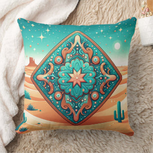 Western Tooled Leather Print Southwest Stil Kudde