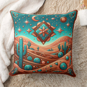 Western Tooled Leather Print Southwest Stil Kudde