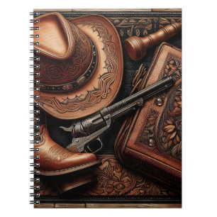 Western trio: Hat, Boots, Revolver Anteckningsbok