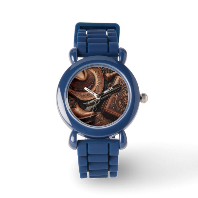 Western trio: Hat, Boots, Revolver Armbandsur (Framsida)